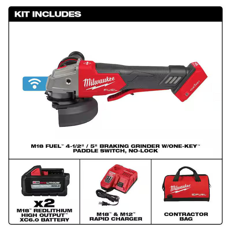 18V Lithium-Ion Brushless Cordless 4-1/2 in./5 in. Braking Grinder Kit A478