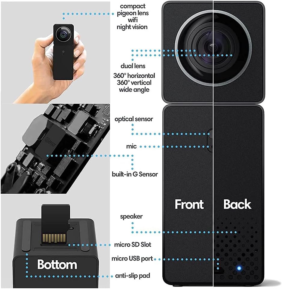 Indoor Security Camera, 1080P HD WiFi, 2 Cams Built-in 1, 360, Motion Detection, Night Vision, 2-Way Audio K79006