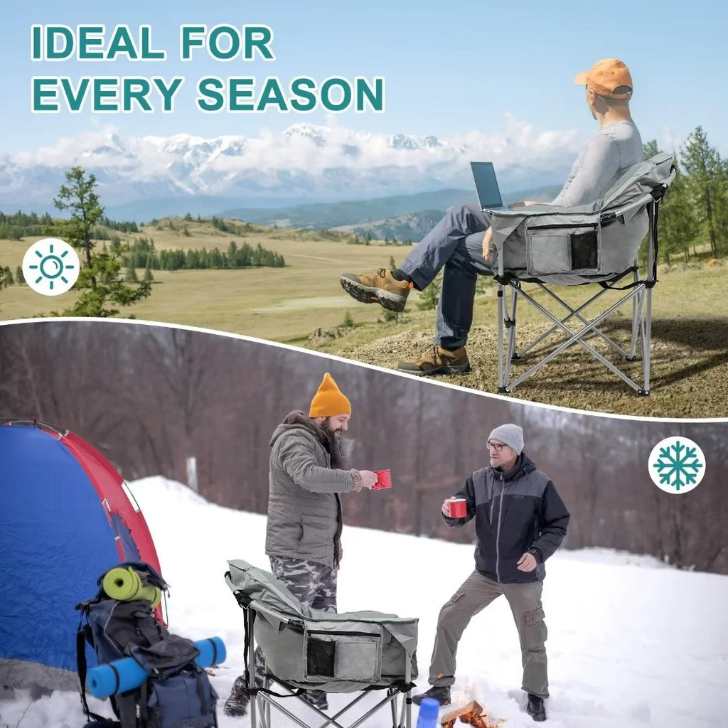 Heated Camping Chair with Lumbar Support, Gray T6727