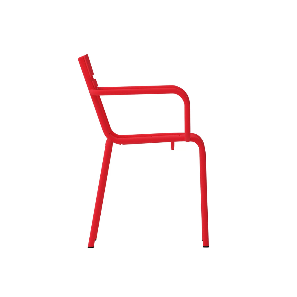 Red Steel Stackable Indoor-Outdoor Chair with Arms M352