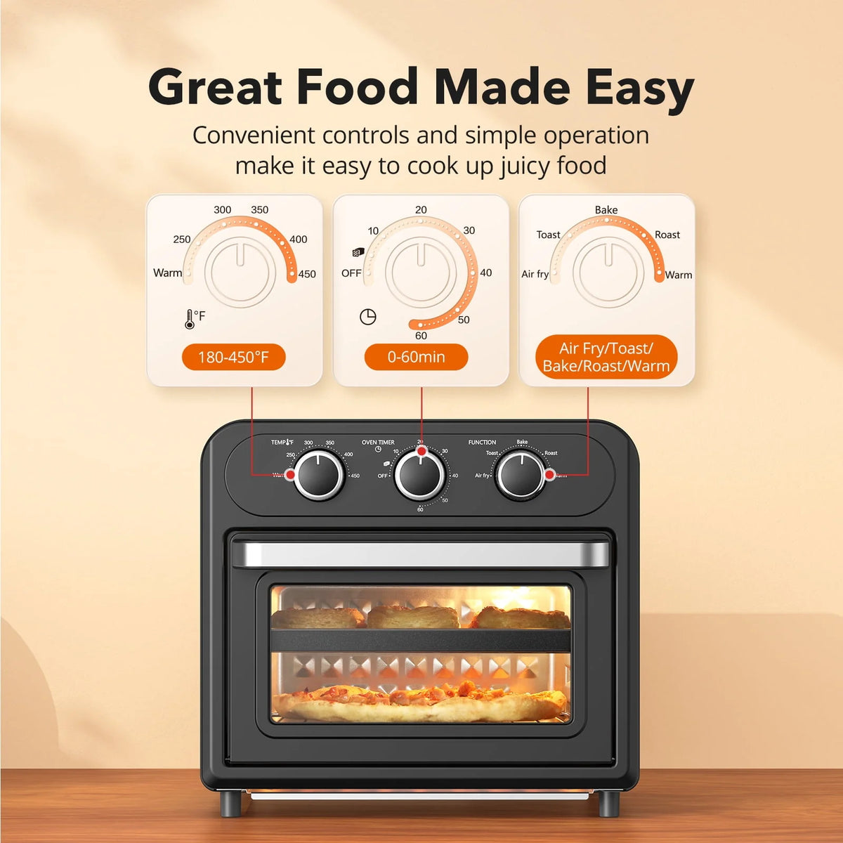 1700W 14.8 Quart 9 in 1 Air Fryer Oven J9932