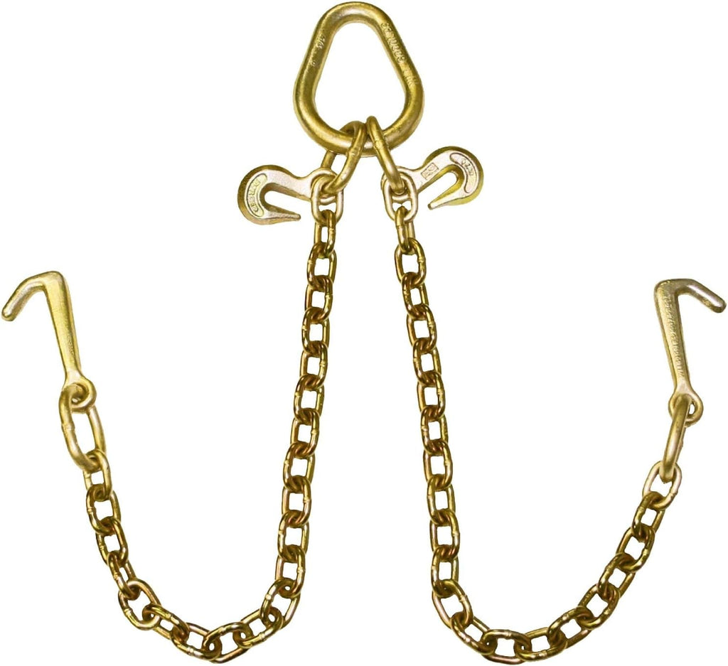 Towing Chain Bridle with Forged 4 Inch Mini J Hooks - Grade 70 Chain - 36 Inches Long - 4,700 Pound Safe Working Load V893