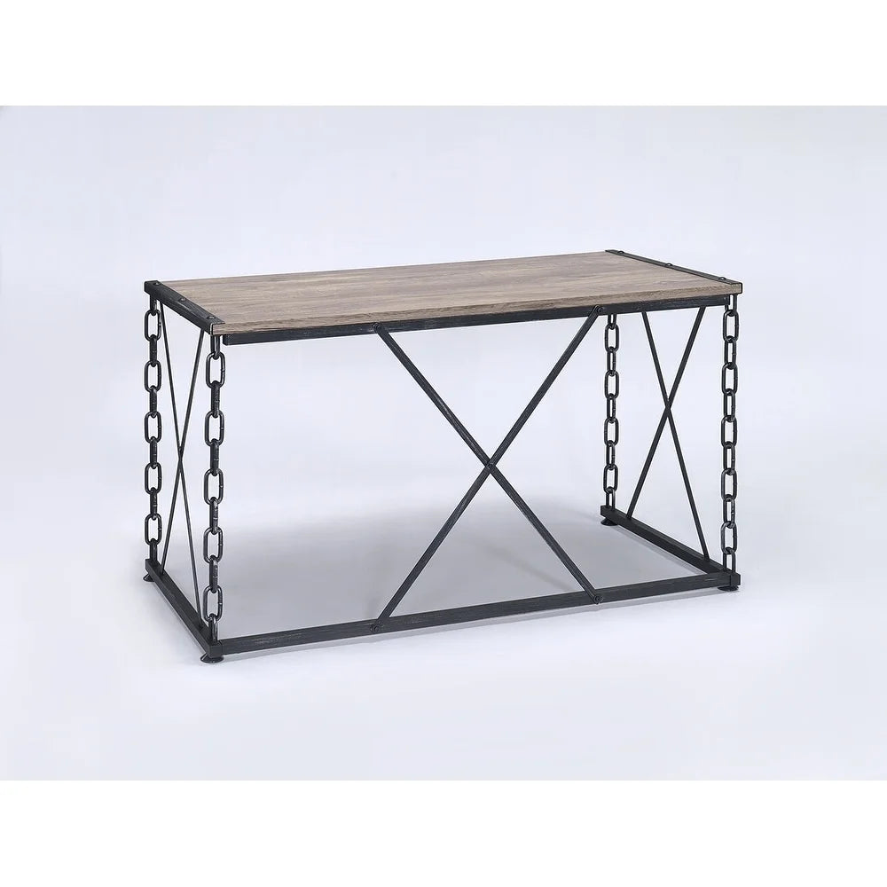 Rustic Oak and Antique Black Rectangular Desk C8725