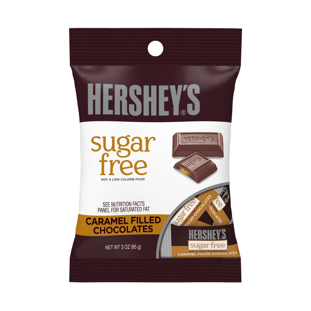 Sugar Free Caramel Filled Chocolate Candy, 3 Oz, 4 Pack H5897