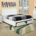 White Full Size Wooden Faux Leather Bedframe U62541