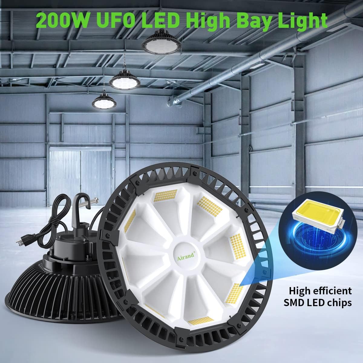 200W Dimmable LED High Bay Light, 28000LM, 100-277V, 5000-5500K, IP65 Waterproof R745368