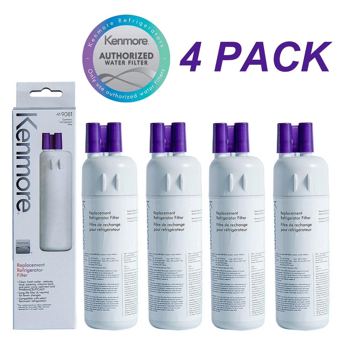 4 Pack Refrigerator Water Filter Replacement K9274