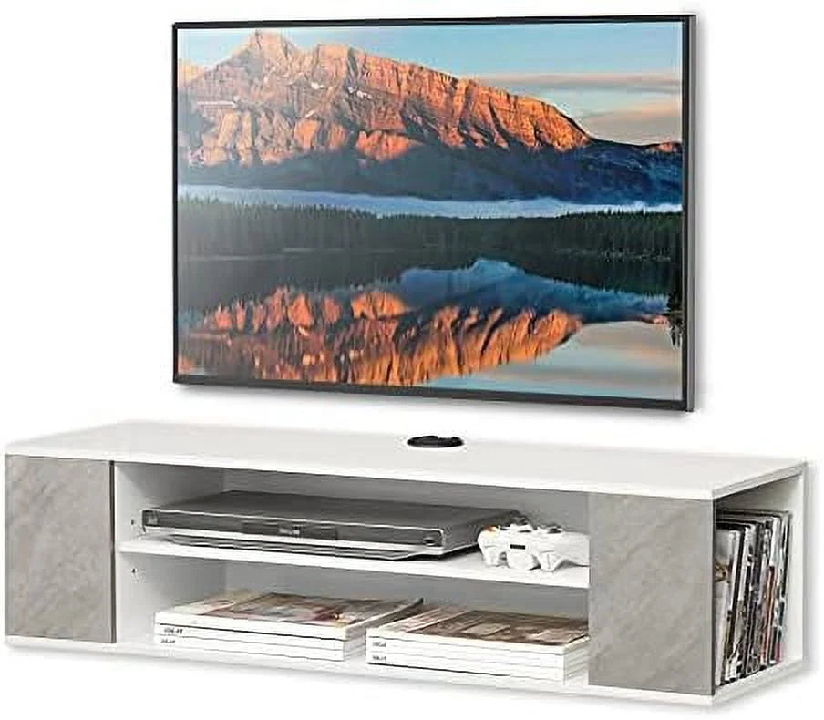 Floating TV Stand Wall Mounted Entertainment Center Grey 39 Inch J20310