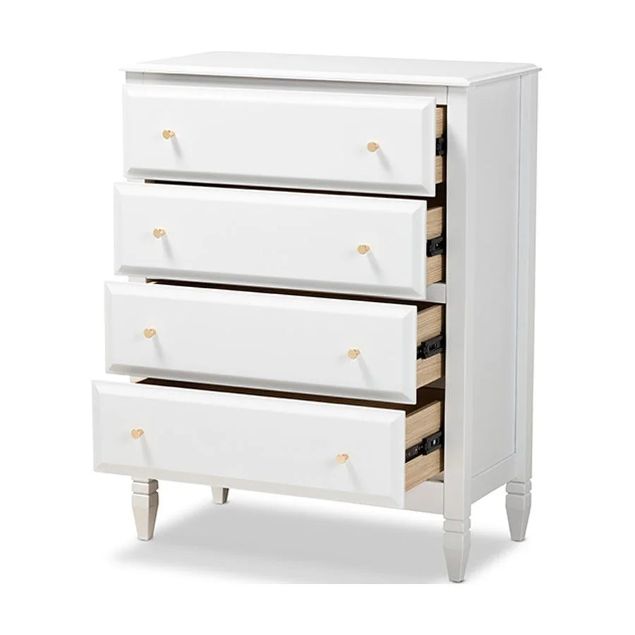White 4-Drawer Wood Bedroom Chest J906893