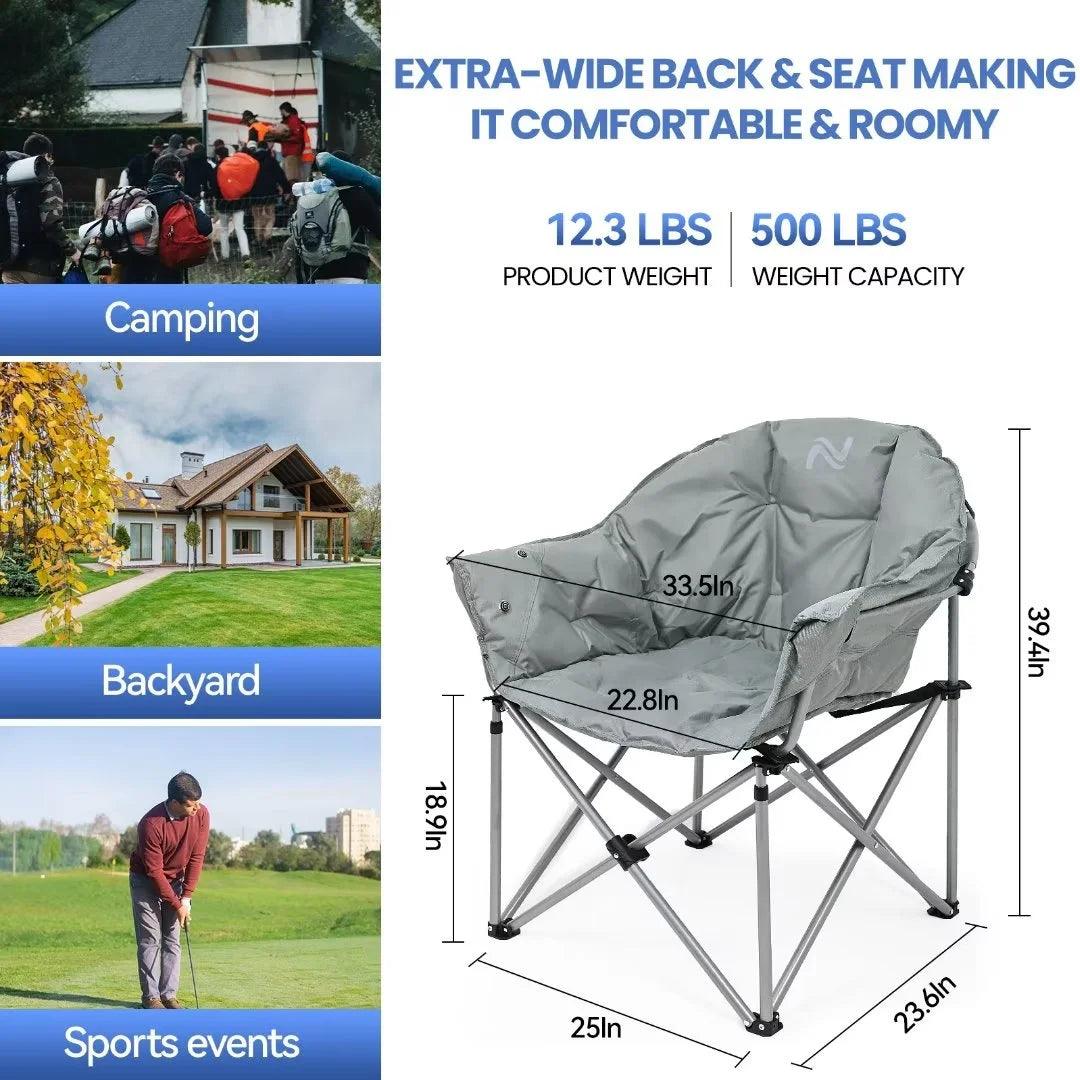 Heated Camping Chair with Lumbar Support, Gray T6727