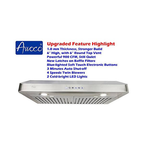 Stainless Steel Under Cabinet Range Hood with 2 LED Lights H34766