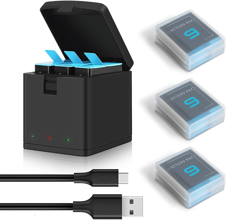 3-Pack 1800mAh Camera Batteries with 3-Channel USB Charger X690
