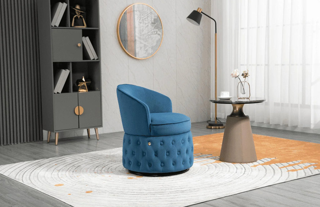 Beige Swivel Velvet Barrel Chair V62090