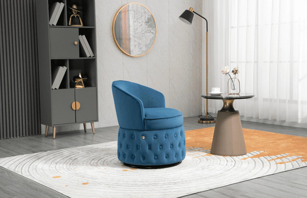 Beige Swivel Velvet Barrel Chair V62090