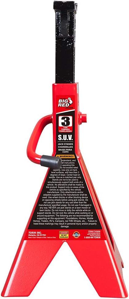 3 Ton Steel Jack Stands, Red, Pack of 2 D58404
