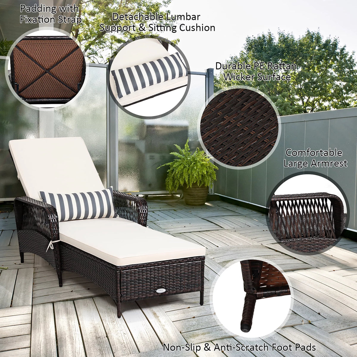 2PCS PE Rattan Chaise Lounge Chair Z7650