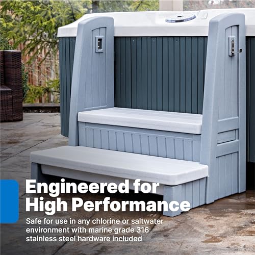 Gray 2-Step Storage Stool with Handrails T835409