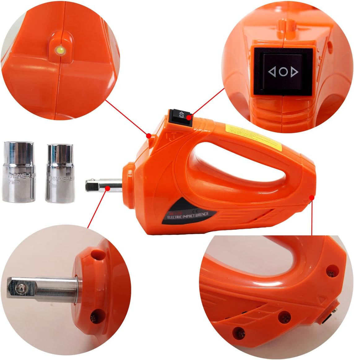 12V DC Electric Hydraulic Floor Jack and Tire Inflator Pump and LED Flashlight 3 in 1 Set with Electric Impact Wrench Car Repair Tool Kit N988