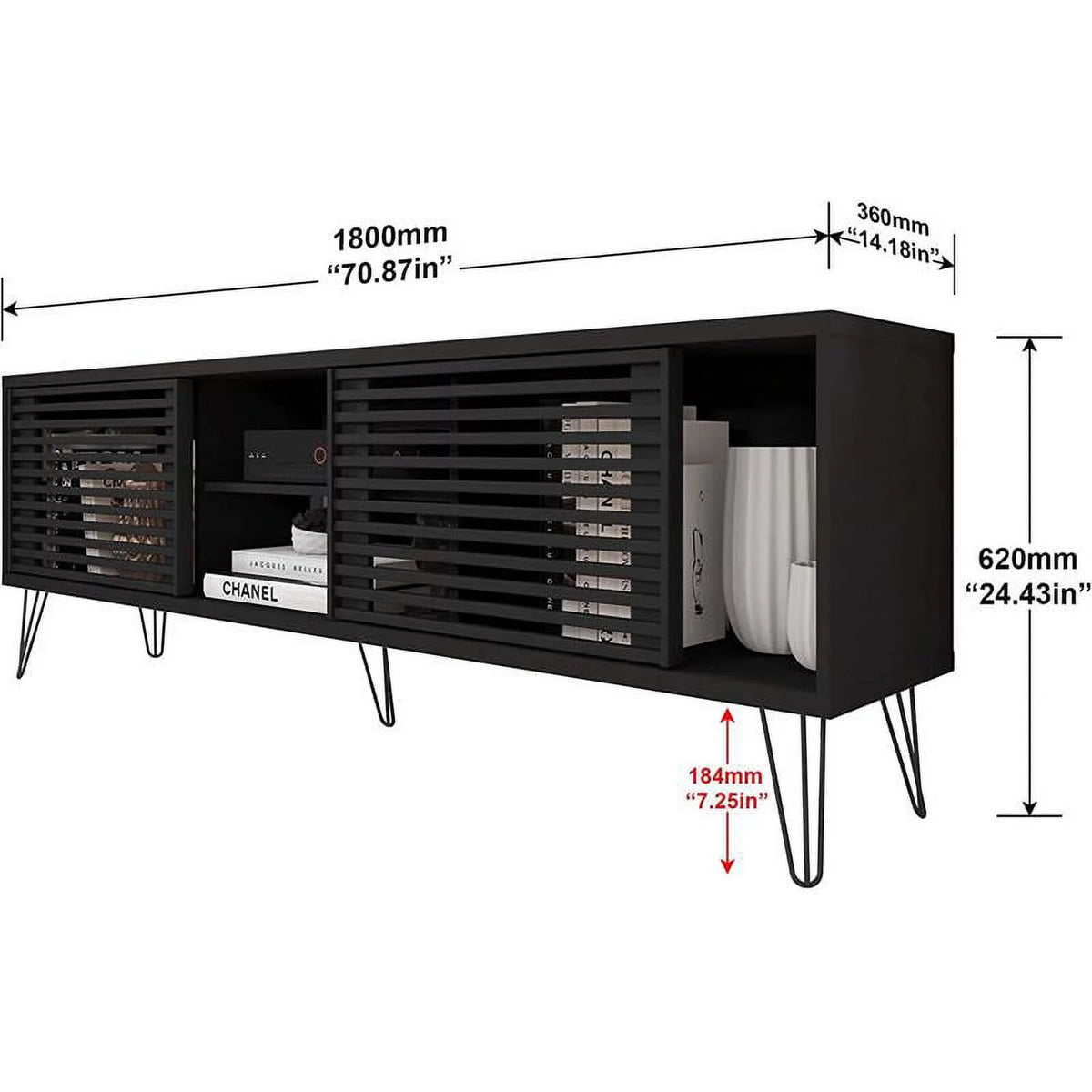 Black Mid-Century Modern TV Stand A8900