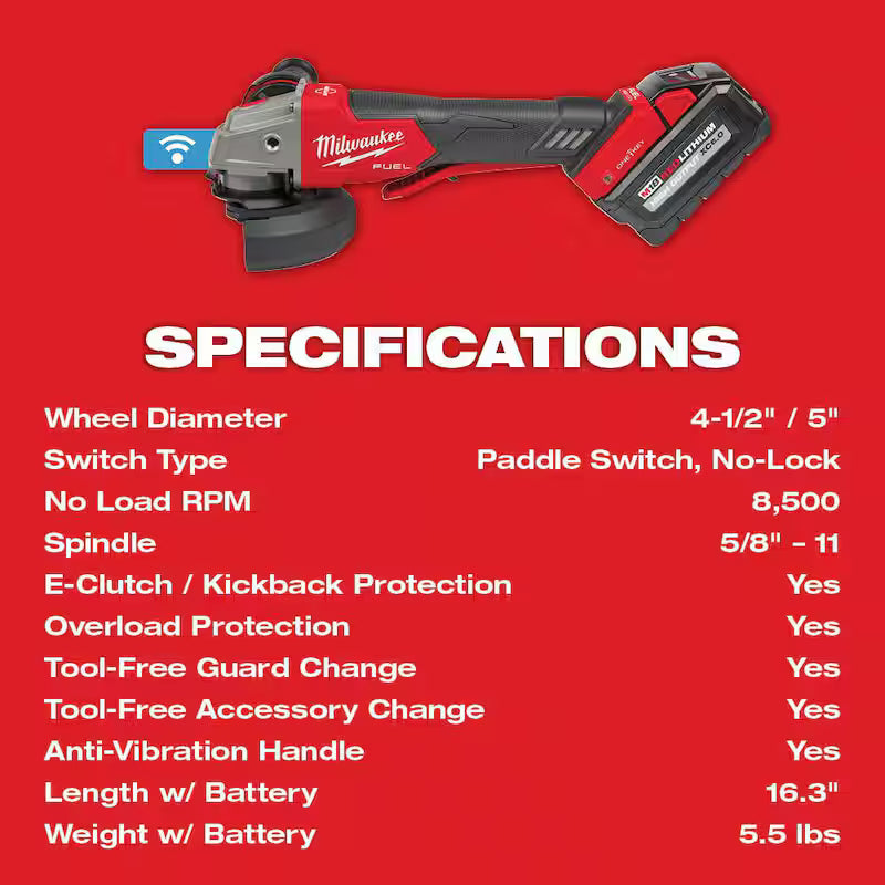 18V Lithium-Ion Brushless Cordless 4-1/2 in./5 in. Braking Grinder Kit A478