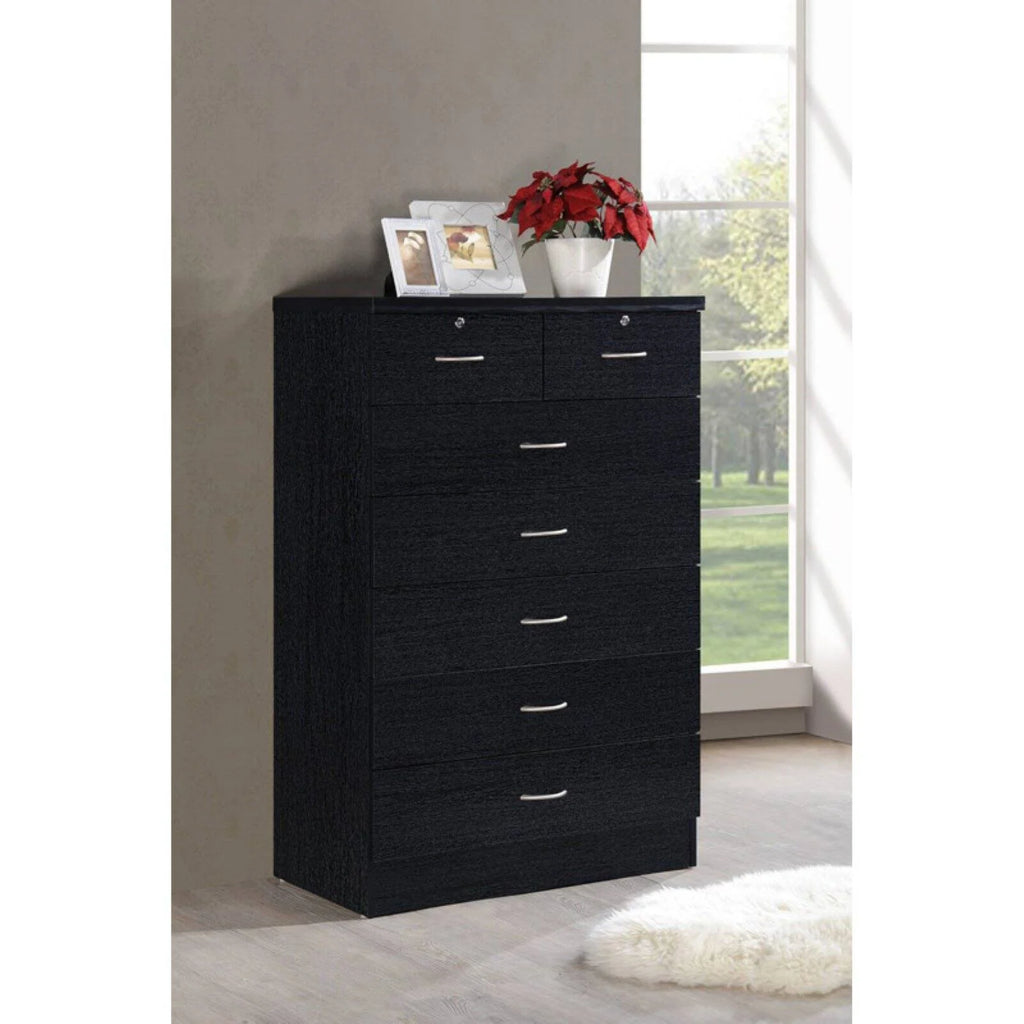7 Drawer Wooden Dresser Chest with 2 Top Locks, Cherry A491663