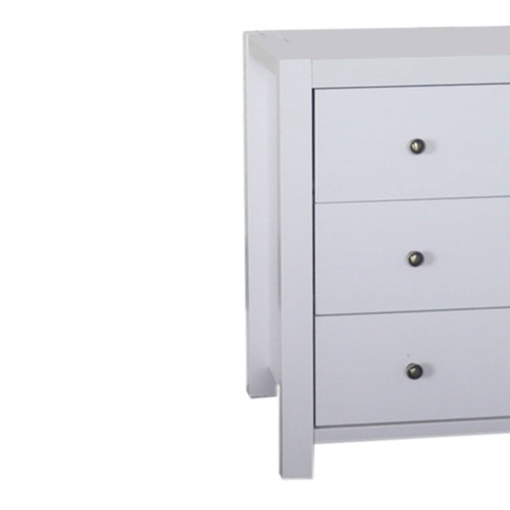 White 3 Drawer Chest with Metal Glides B9404