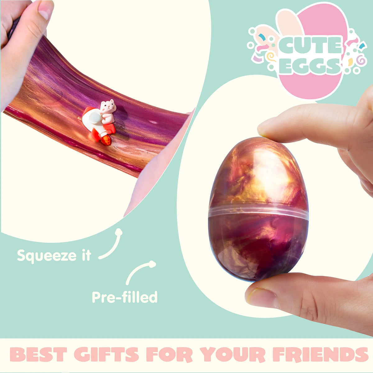 24 Packs Galaxy Slime Eggs with Putty Slime and Toys K40329