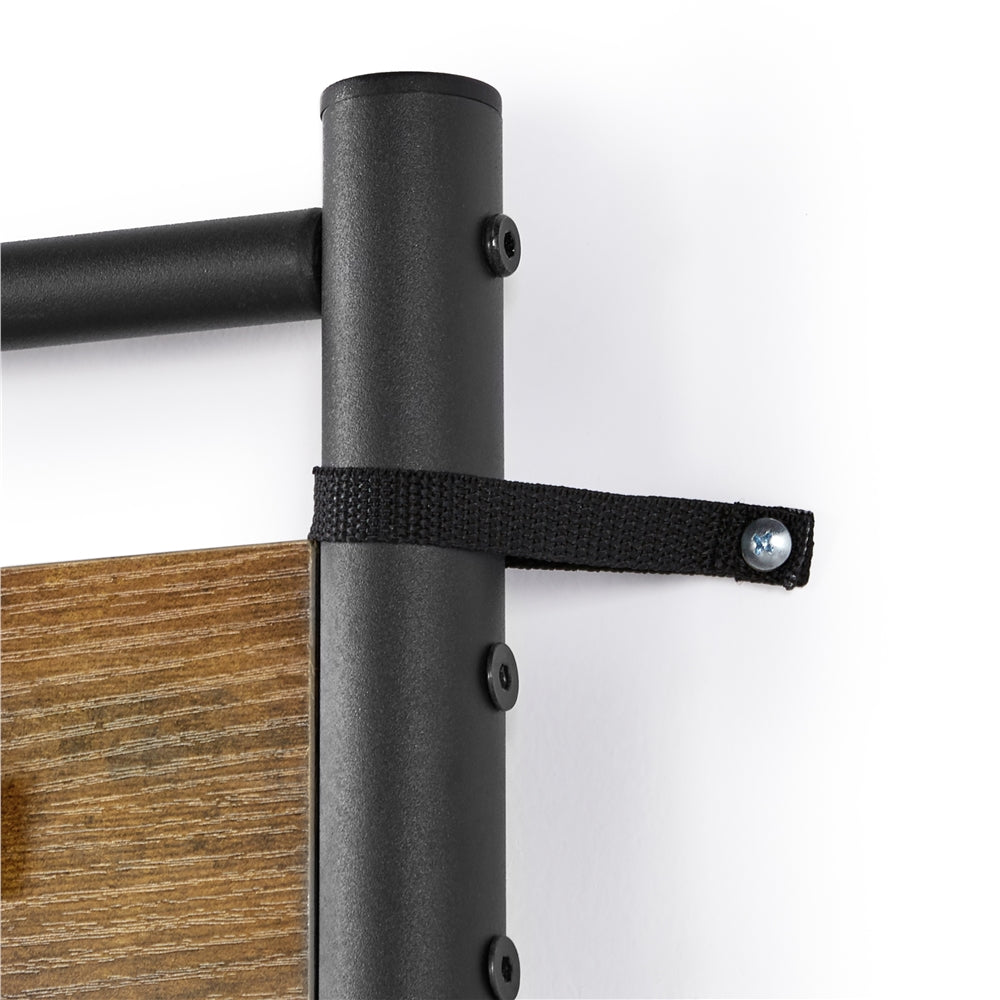 Rustic Brown Wooden Entryway Coat Rack with Shoe Storage Bench V918