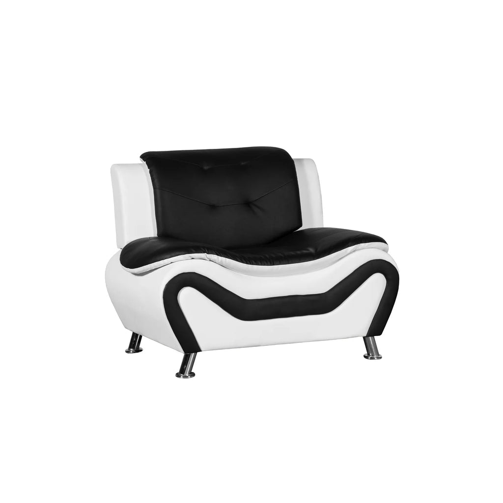 Black and White Faux Leather Club Chair B5837