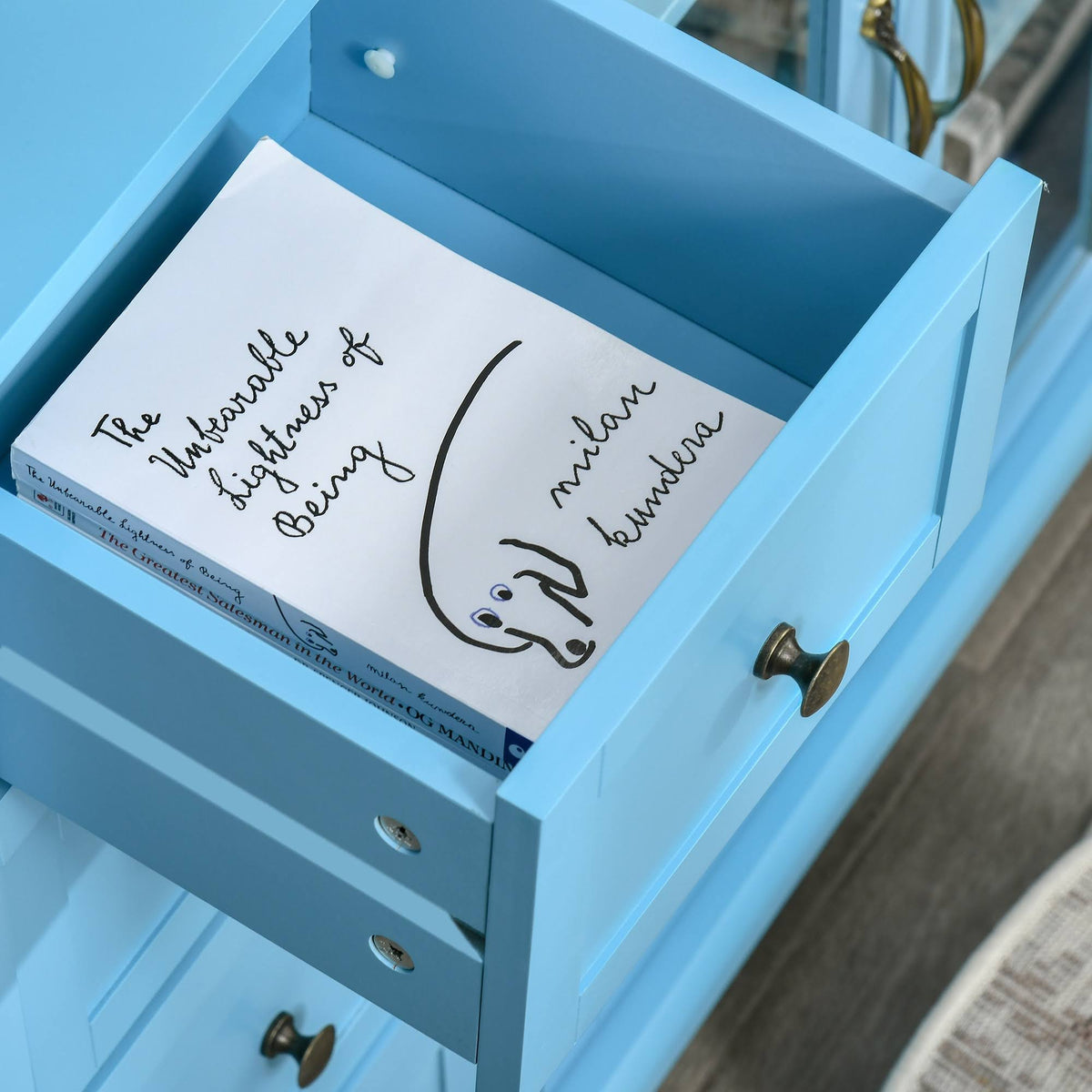 Storage Cabinet with 4 Drawers and Glass Door M729