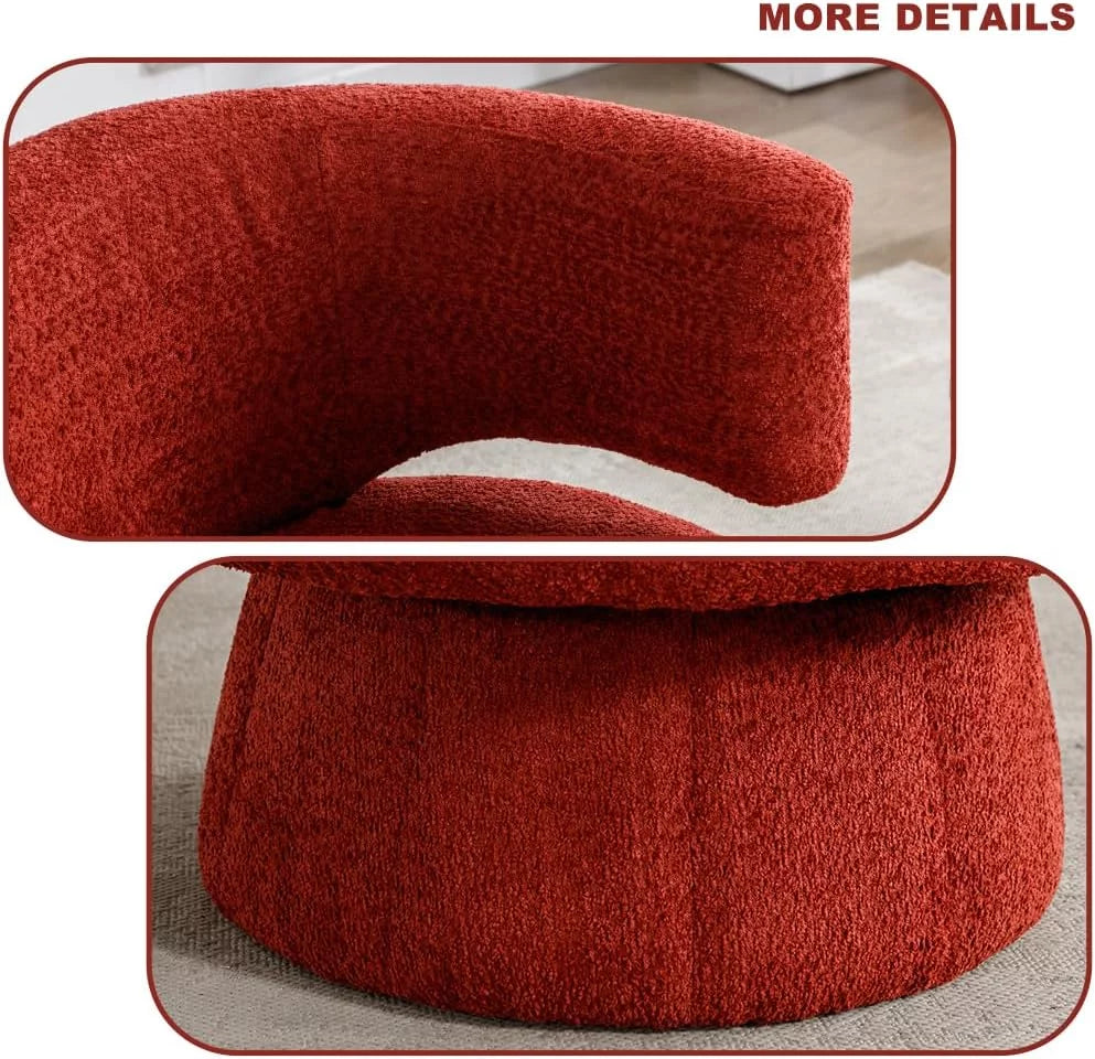 Round Swivel Fuzzy Teddy Barrel Accent Chair D88141