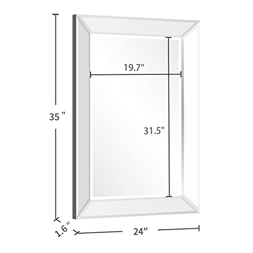 Large Rectangular Wall Mirror 28"x39" Angled Beveled Mirror Frame E842