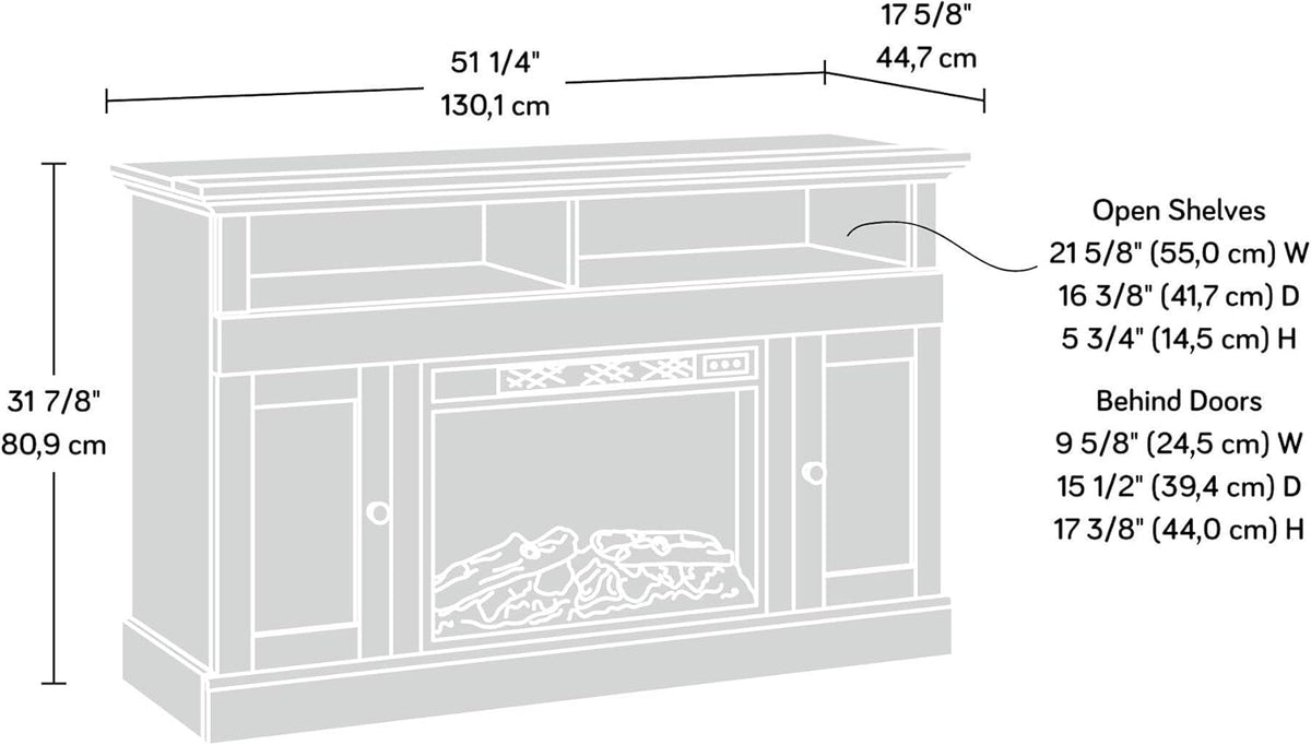 Media Fireplace for TVs up to 60", Lintel Oak finish P295