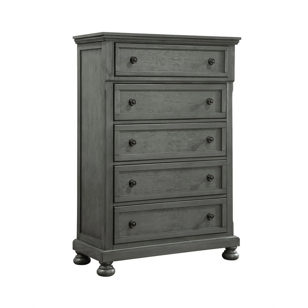 5PC King Bedroom Set with Wood & Rustic Gray Finish G8177