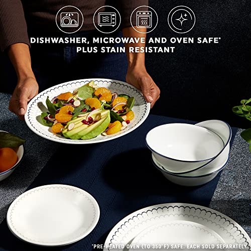 6-Piece Lightweight Round Salad Appetizer Plate Set, Winter Frost White T822970