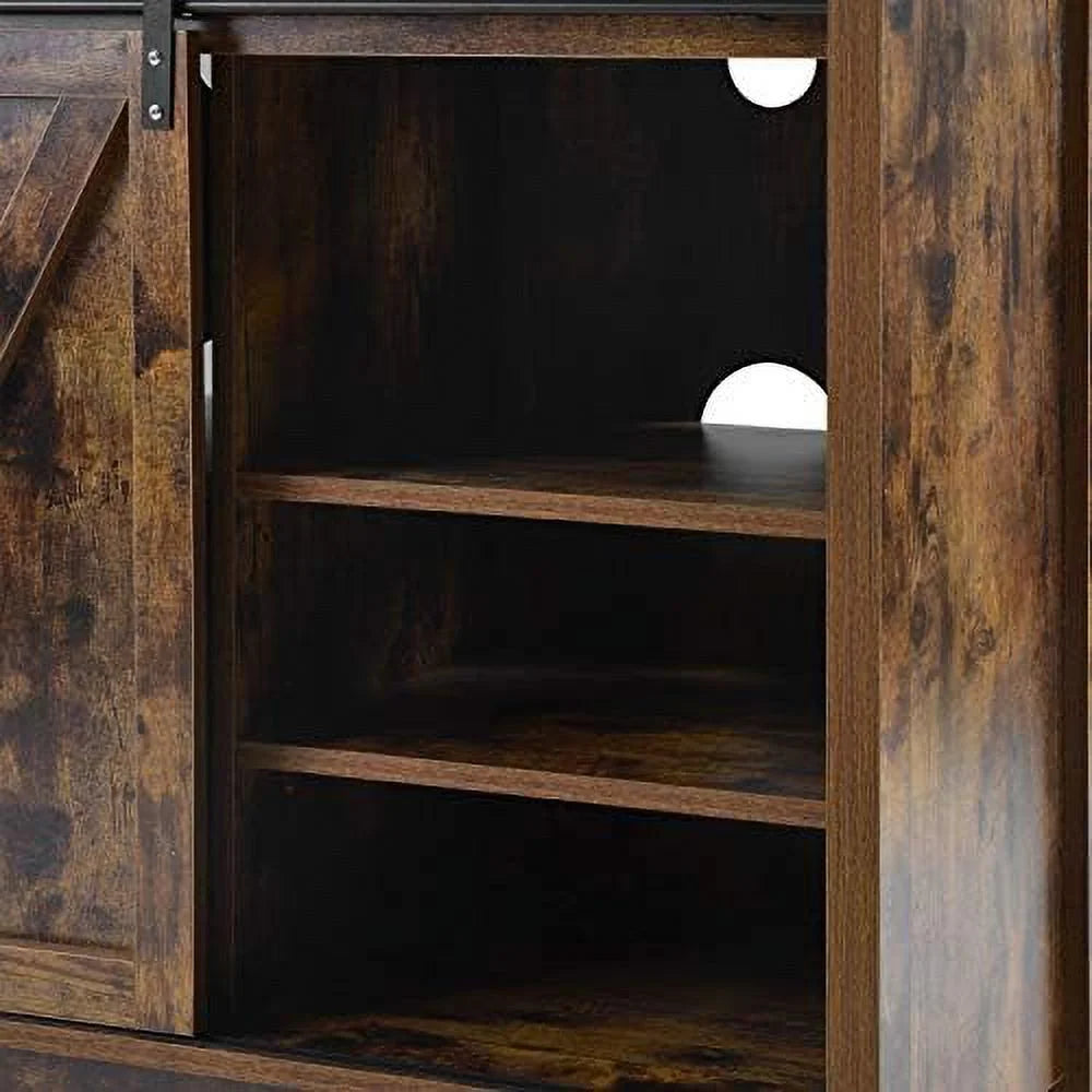Farmhouse TV Stand with Sliding Barn Doors and Adjustable Shelves X8175