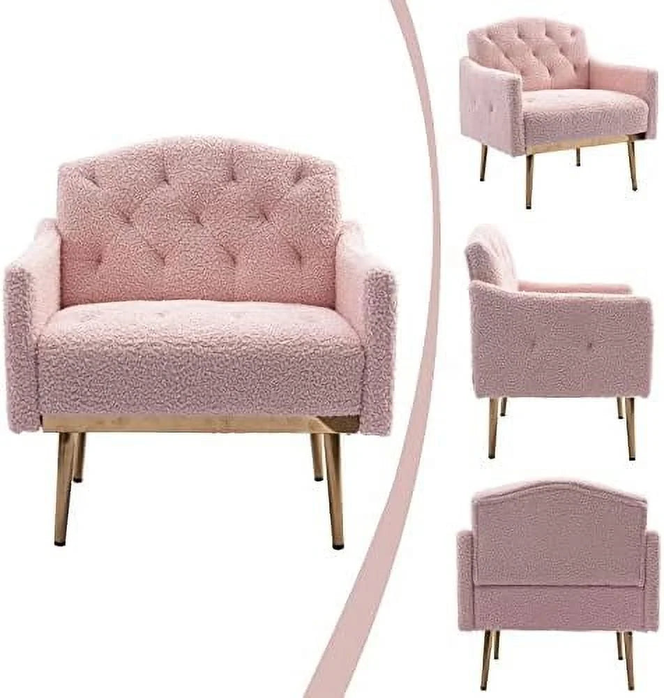 Gray Upholstered Accent Chair with Metal Legs N4780