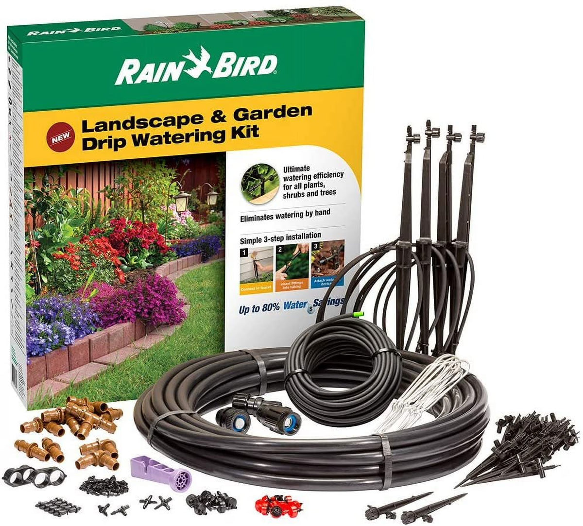 Drip Irrigation Watering Kit with Drippers, Micro-Bubblers and Micro-Sprays E865505