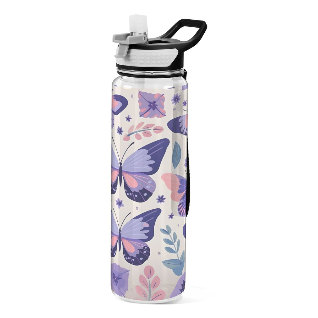 Purple 32oz Tritan Water Bottle with Straw Leakproof BPA Free Clear M160570