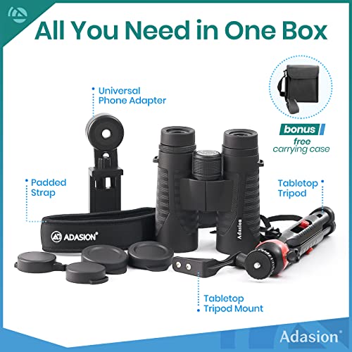 12x42 HD Waterproof Binoculars with Phone Adapter and Tripod B529