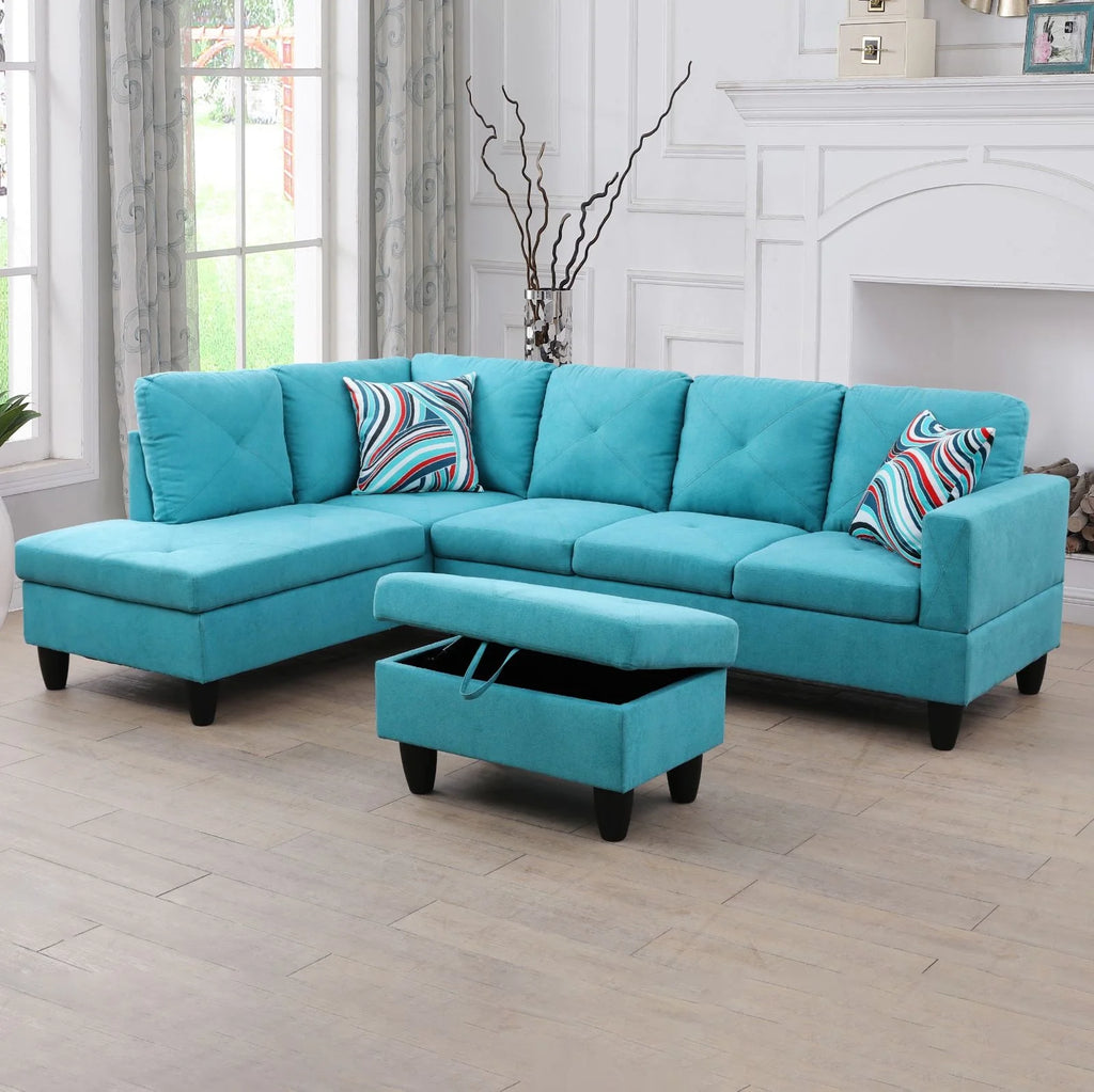 97" 3-Piece Sectional Sofa Set with Ottoman Z20184