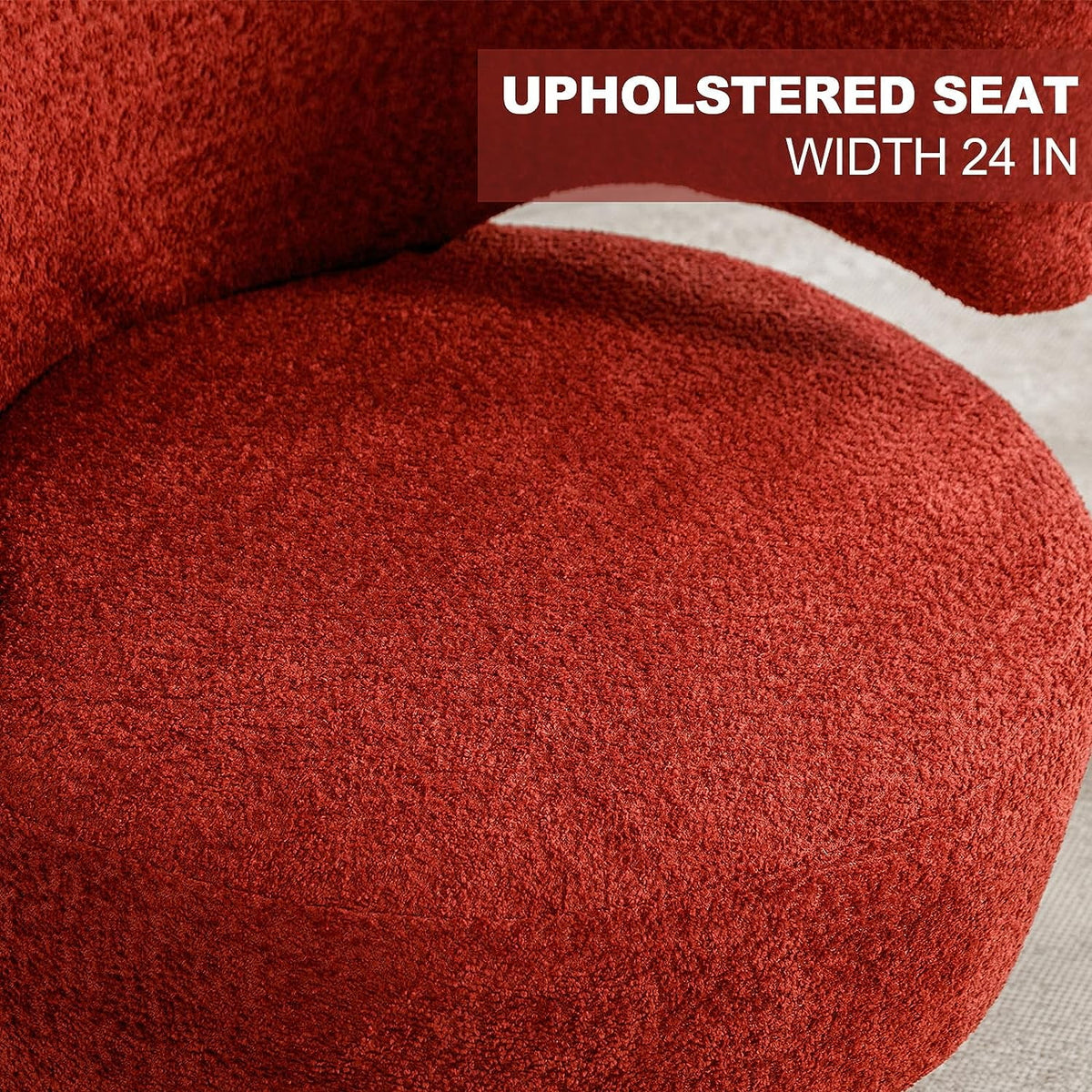 Round Swivel Fuzzy Teddy Barrel Accent Chair D88141