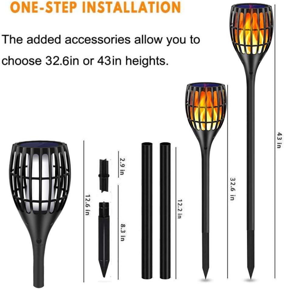 43 Flickering Flames Solar Torch Light, 4 Pack P23724