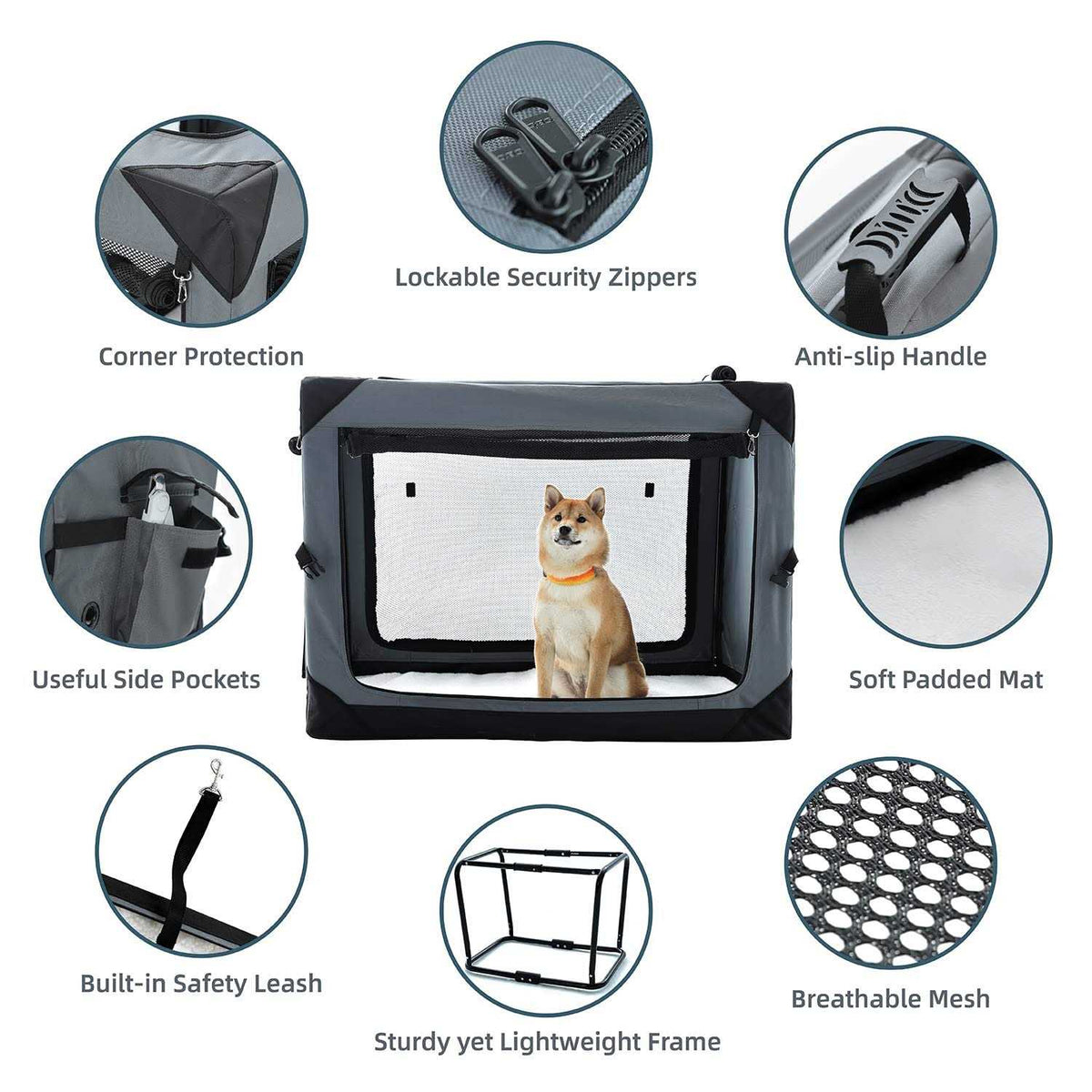 Collapsible 4-Door Soft Dog Crate W6486