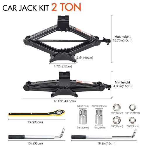 2 Ton Scissor Car Jack Kit with Lug Wrench M613831