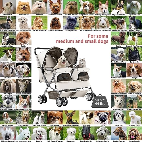 Gray Foldable Double Pet Stroller E7498