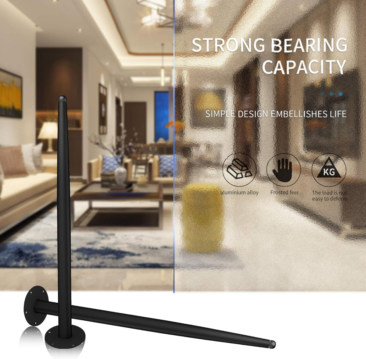 Black Metal Furniture Legs Pack of 4 P8464