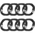8 Pack Black XLR Male to Female Patch Cables 10 Foot W7445