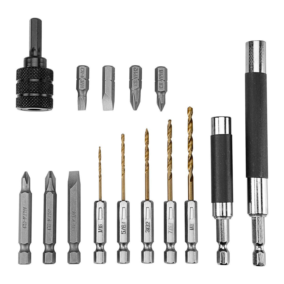 High Speed Steel Quick Change Drill Bit Set, 15-Piece R9440