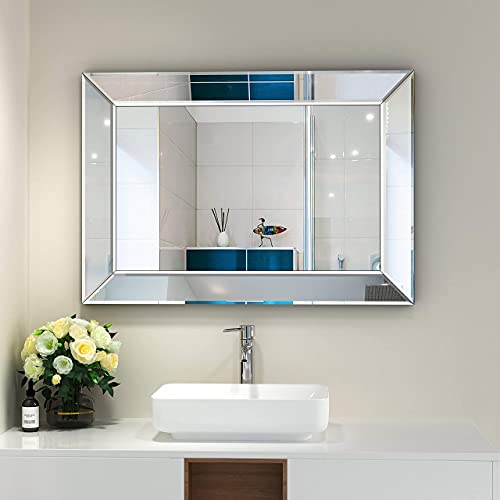 Large Rectangular Wall Mirror 28"x39" Angled Beveled Mirror Frame E842